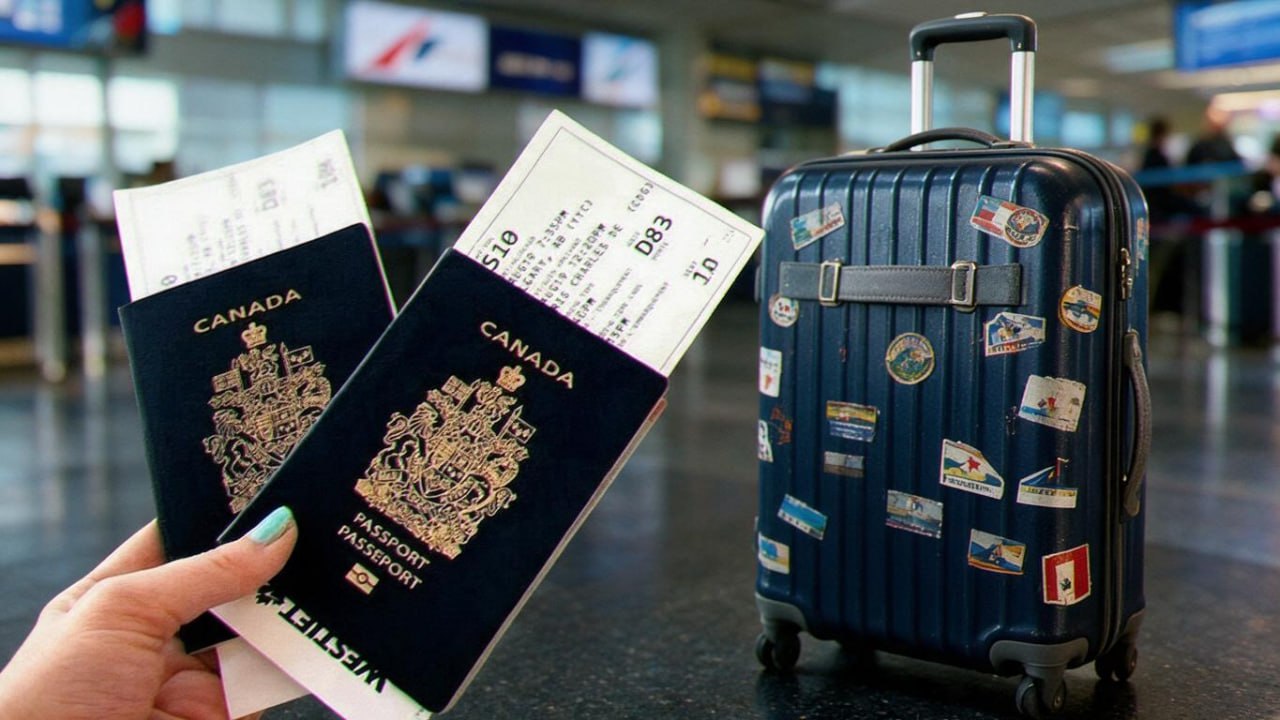 Luggage prepared for a Canadian journey